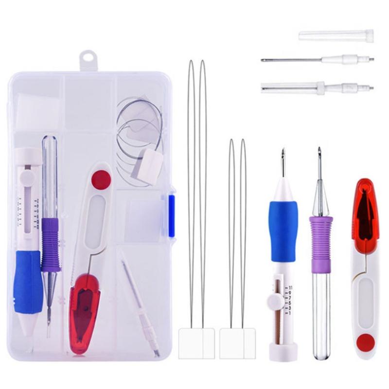 Gör-det-själv Magisk Broderipenna Set Punch Needle Kit Sömnadsverktyg Set Klädsömnad Vävning Lapptäcke Stickning Verktyg Sömnadstillbehör