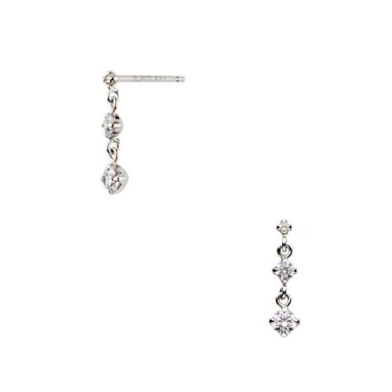 Vendome Earrings K10 White Gold Diamond 3 Stones GJBA0115 DI [Official] [VIH Aoyama]