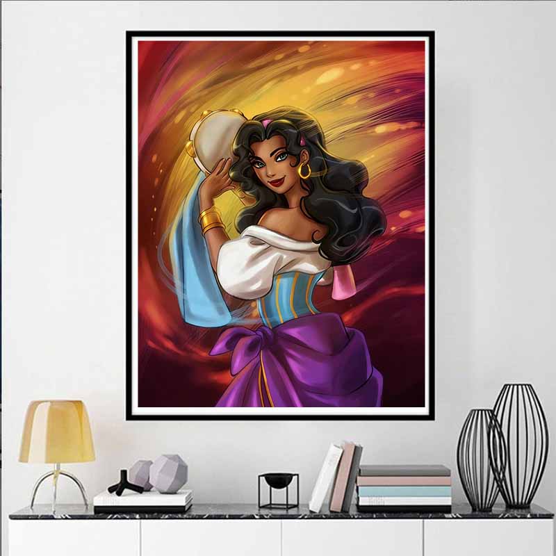 Disney Diamantmalerei 5D DIY Esmeralda Illustration Aus Der Glöckner von Notre Dame Kunst Mosaik Stickerei Dekoration Kreuzstich Geschenk