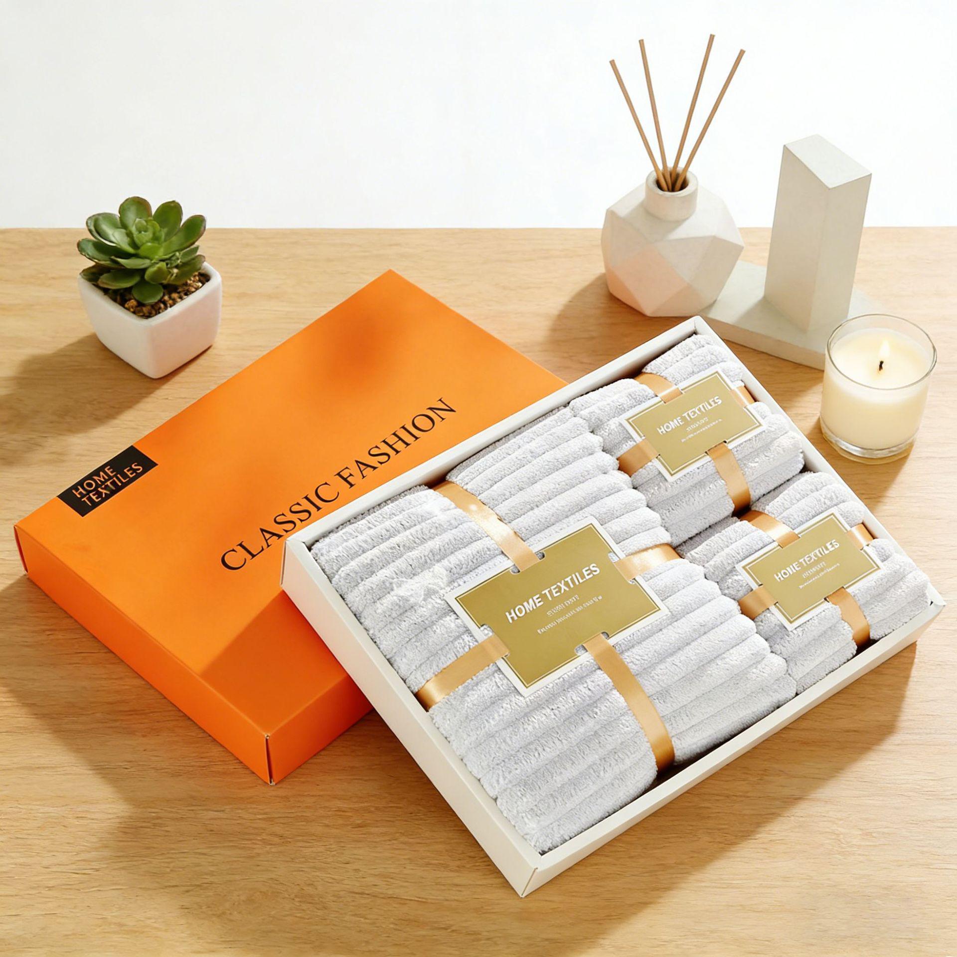 Plush Coral Fleece Towel Gift Set: Wedding Favors & Company Benefits - Thick, Absorbent Three-Piece Set in Gift Box