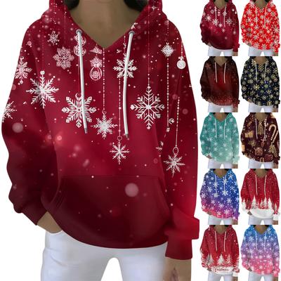 Women's Fashion Casual Hooded Loose Printed Long Sleeve Sweatshirt