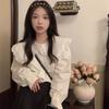 Solid Color Women's Shirt French Style Peter Pan Collar Single Breasted Female Long Sleeved Shirts Spring New Loose Sweet Ladies Front Open Top