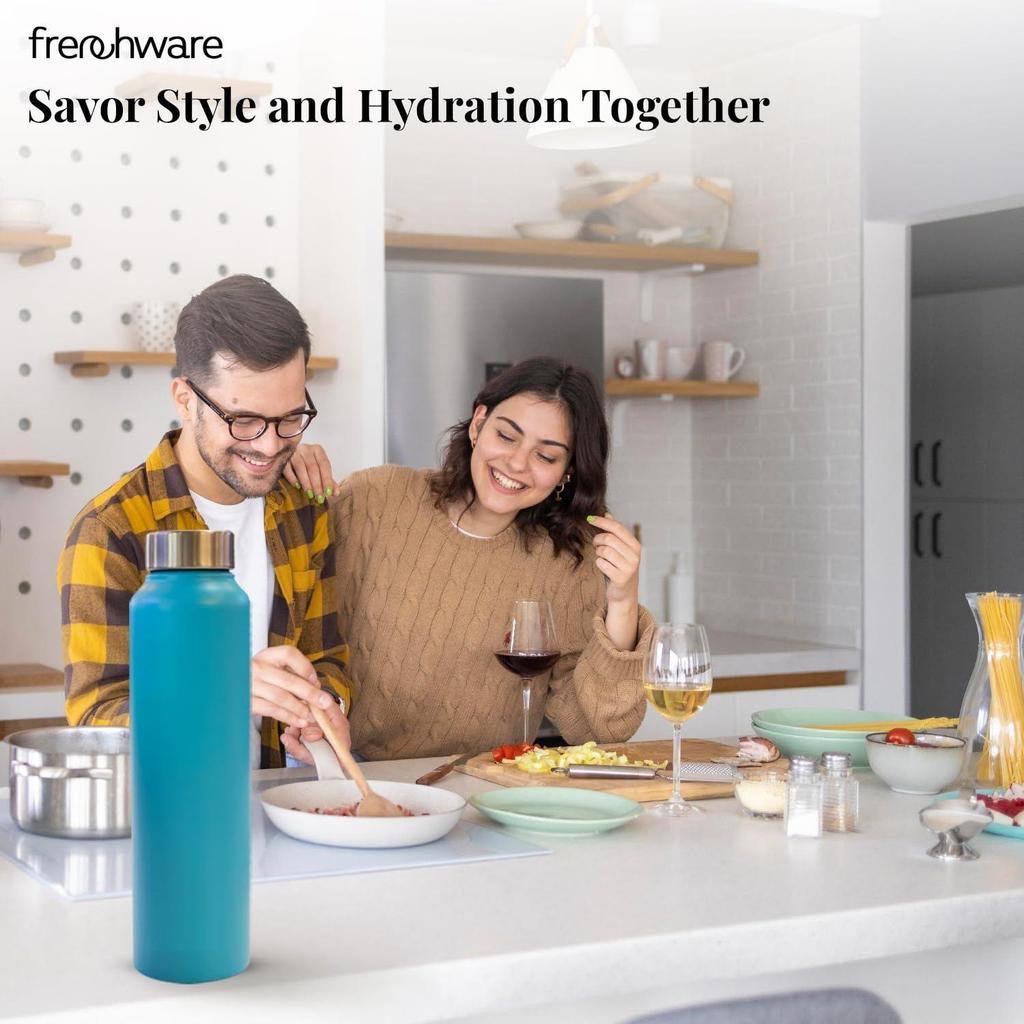 Water Bottle (1 Litre, Premium Stainless Steel, Aqua Blue) Bottle for Fridge, School, Outdoor, Gym, Home and Office,  Non-Toxic, Easy-to-Clean