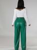 New Autumn Winter PU Women's Wide Leg Pocket Casual Leather Pants
