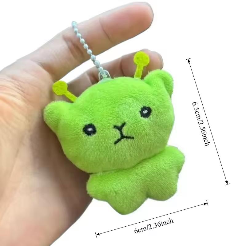 Green Alien Cat Plush Pendant Super Soft Plushie Dolls Keychain Kawaii Mini Toy Backpack Pendant Lovely Bag Decor Birthday Gift