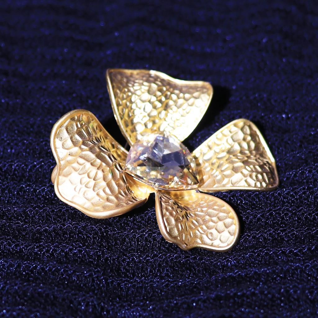 Matte Gold Delicate Anti-Light Corsage Dress Buckle Crystal Glass Women'S Accessories Shirt Bag Clothing Decorative Brooch