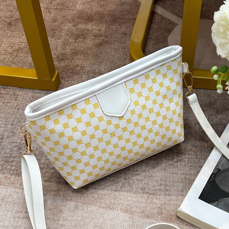 Women's PU Leather Crossbody Bucket Bag  One Shoulder  Small Circular Print  Scented  Old Flower  Simple  Fashionable  New