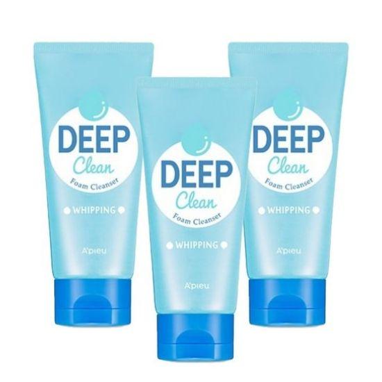 A pieu Deep Clean Whipping Foam Cleanser – Gentle Daily Face Wash 130ml (Set of 3)