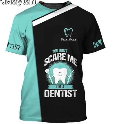 T-shirts, dental tool print crew neck T-shirts, dentist men s and women s T-shirts XXS