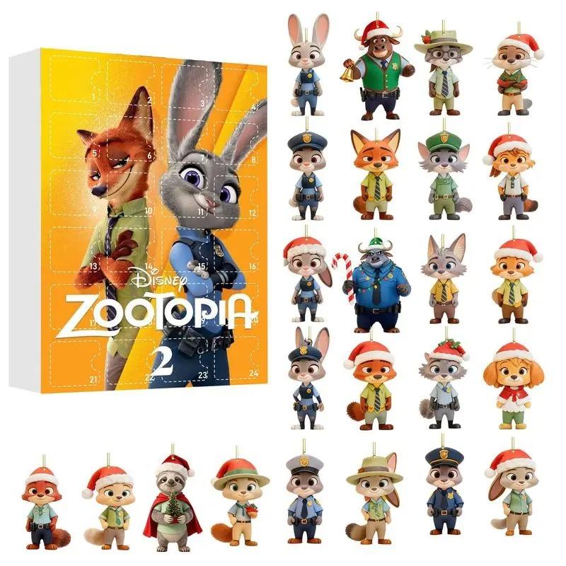 Christmas Zootopia Nick Judy Comes Advent Calendar 24 Days Christmas Countdown Calendar Blind Box Christmas Tree Decor Pendant