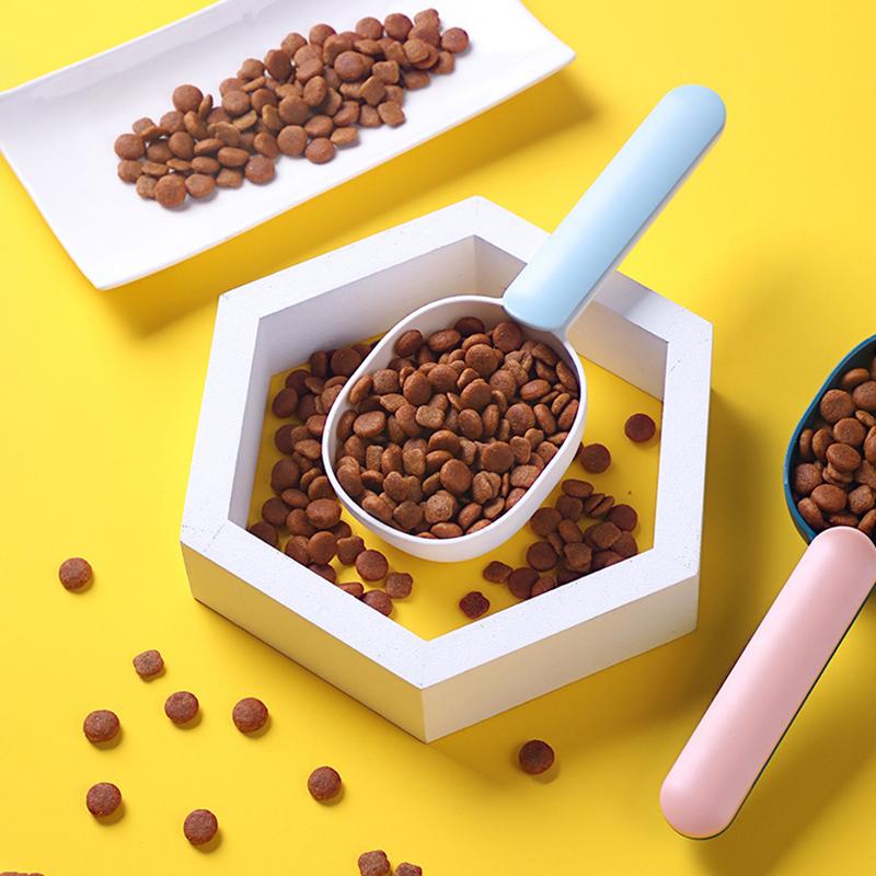 Pet Food Scoop Cat Food Dedicated Measuring Spoon Pet Food Shovel with Handle Closure Clip Multifunctional Pet Feeding Spoon