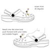 Metallic Sheen Shoe Charms Accessories Set for Sandal Must-have Street Flowers/Hexagram/Buckle Ornaments for Hole Shoes Charm