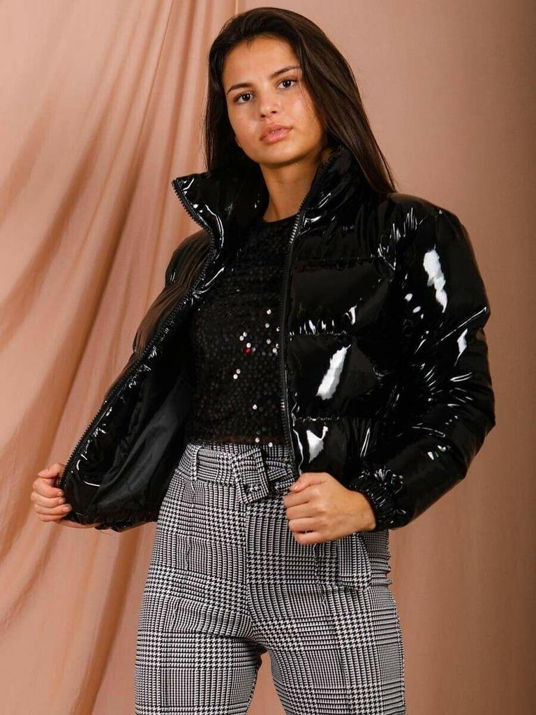European & American Metallic Short Women's Cotton Jacket - Autumn/Winter Bright Color Style