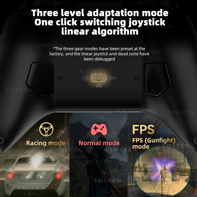 Wireless Mobile Gaming Controller for Android iOS Hall Joystick Turbo Macro M1 M2 Gamepad For PC Switch With Thumbstick Caps