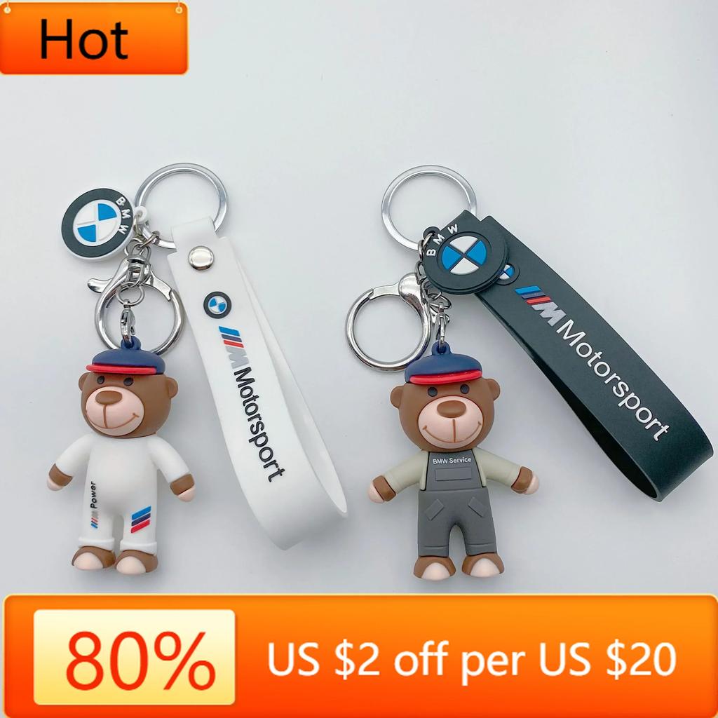 BAAQ1 Car Sticker 2026 New Hots E60 New Hots Little Bear Doll Car Logo BMW Emblem Luxury Car Keychain For BMW X1 X2 X3 X4 X5 X6 3 5 Se
