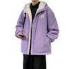 Autumn and winter double-sided coat fashion trend lamb wool jacket hooded double-sided coat green couple
