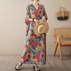 Women's V-Neck Floral Maxi Dress Short Sleeve Loose Boho Summer Dress