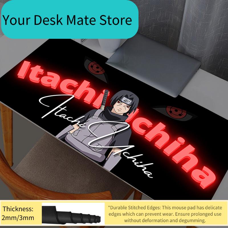 Mouse Pad Anime Naruto Itachi Uchiha Gamer Large Mouse Pads XL Tablet Varmilo Keyboard Carpet Kawaii Gaming Accessories Mousepad