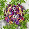 Vintage Mexican Sugar Skull Metal Tin Sign Wall Decor