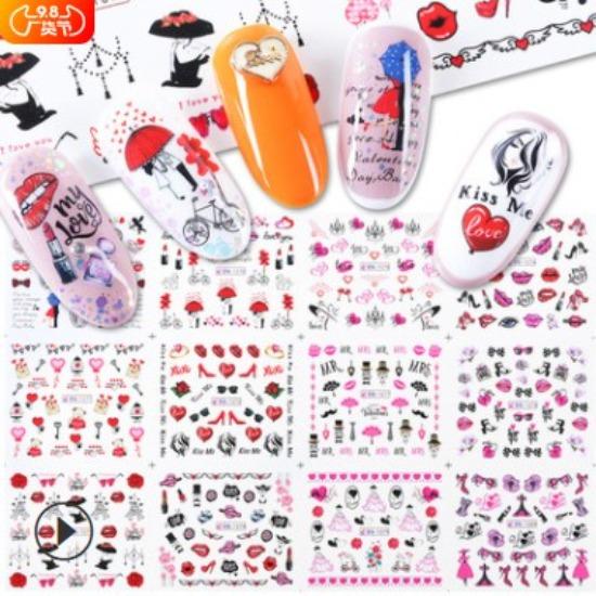 Новая самоклеящаяся наклейка для нейл-арта 3D пламя, персонаж, цветок, абстрактное искусство, мужские и женские наклейки для ногтей