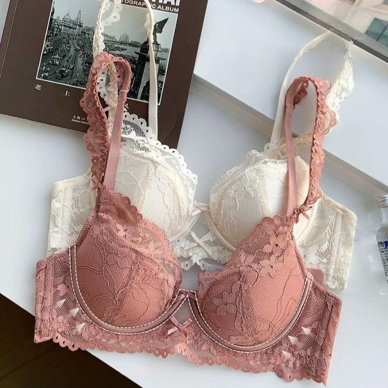 Soutien-gorge sexy en dentelle pour sous-vêtements pour femmes, type ajustement à fermeture latérale, maintien supérieur, pour petite poitrine, montre les grands soutiens-gorge