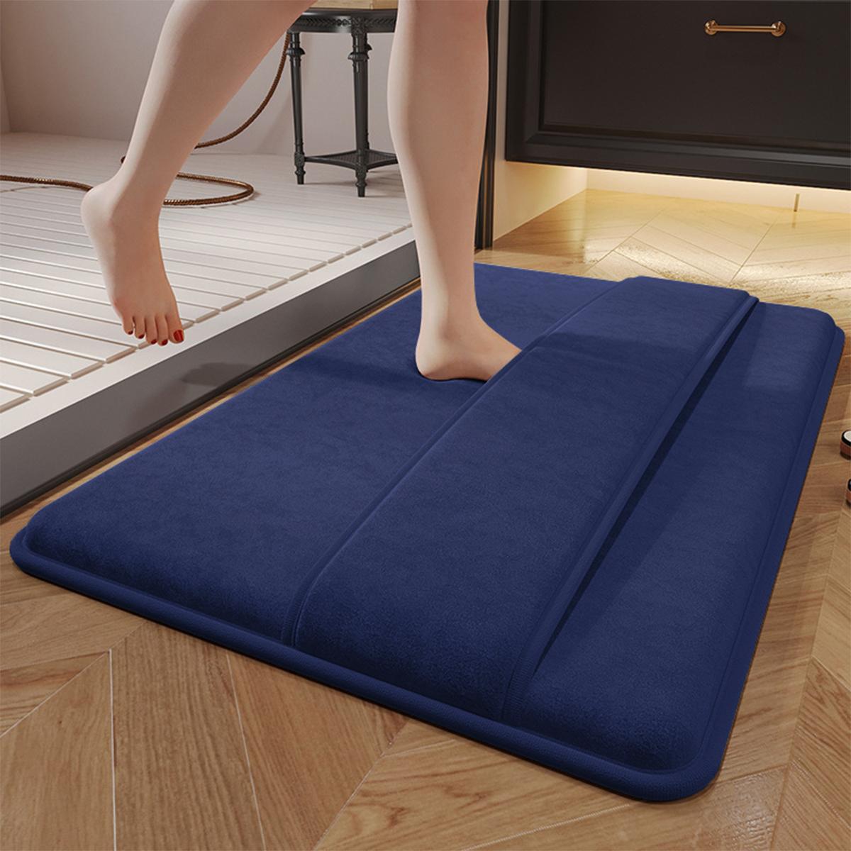 

Утолщенный впитывающий коврик для ванной комнаты с нескользящей пушистой коралловой флисовой изнанкой, легко моющийся, быстросохнущий коврик для ног в ванной комнате, коврик для ног в ванной 400MMx600MM синий