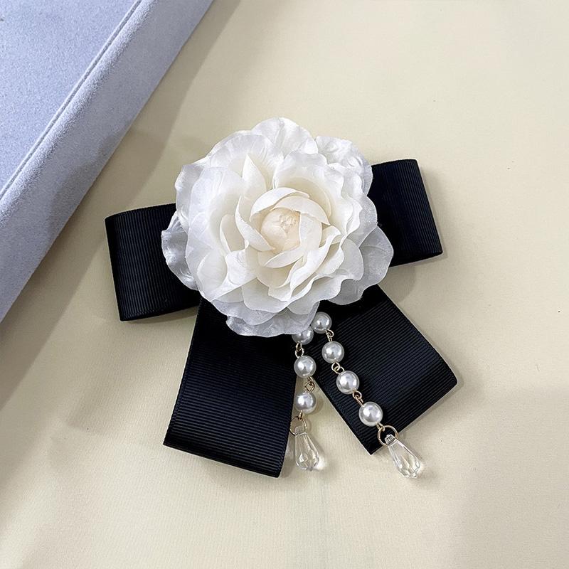 1Pc Pearl Women Rose Flower Casual Party Accessories Mother's Day Gift Botanical Pins Brooches Fabric