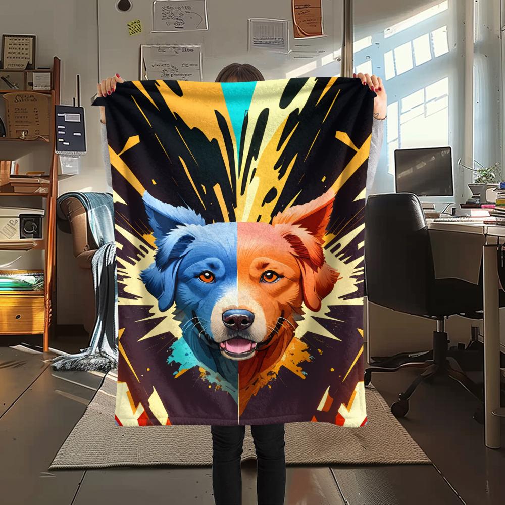 1 ks Flanelová deka s kresleným potiskem, Vysoce kvalitní, Pohodlná pro všechna roční období, Domácí dekorace, Teplo a pohodlí, Perfektní jako vánoční dárek k narozeninám