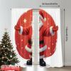 2pcs 2D Flat Printing Christmas Curtain Santa Claus Christmas Tree Sparkle Fabric Without Electricity Holiday Decorations Use
