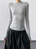 2025 Women's Slim Fit Long Sleeve T-Shirt - Autumn Winter Solid Color Base Layer Top