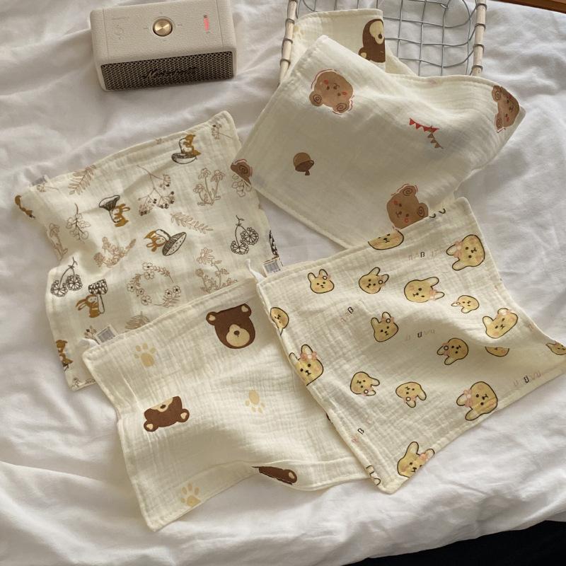 25x25cm Simple, Cute and Fresh Cotton Yarn Absorbent Face Towel Small Square Towels Soft Household Cleaning Tool Accessories
