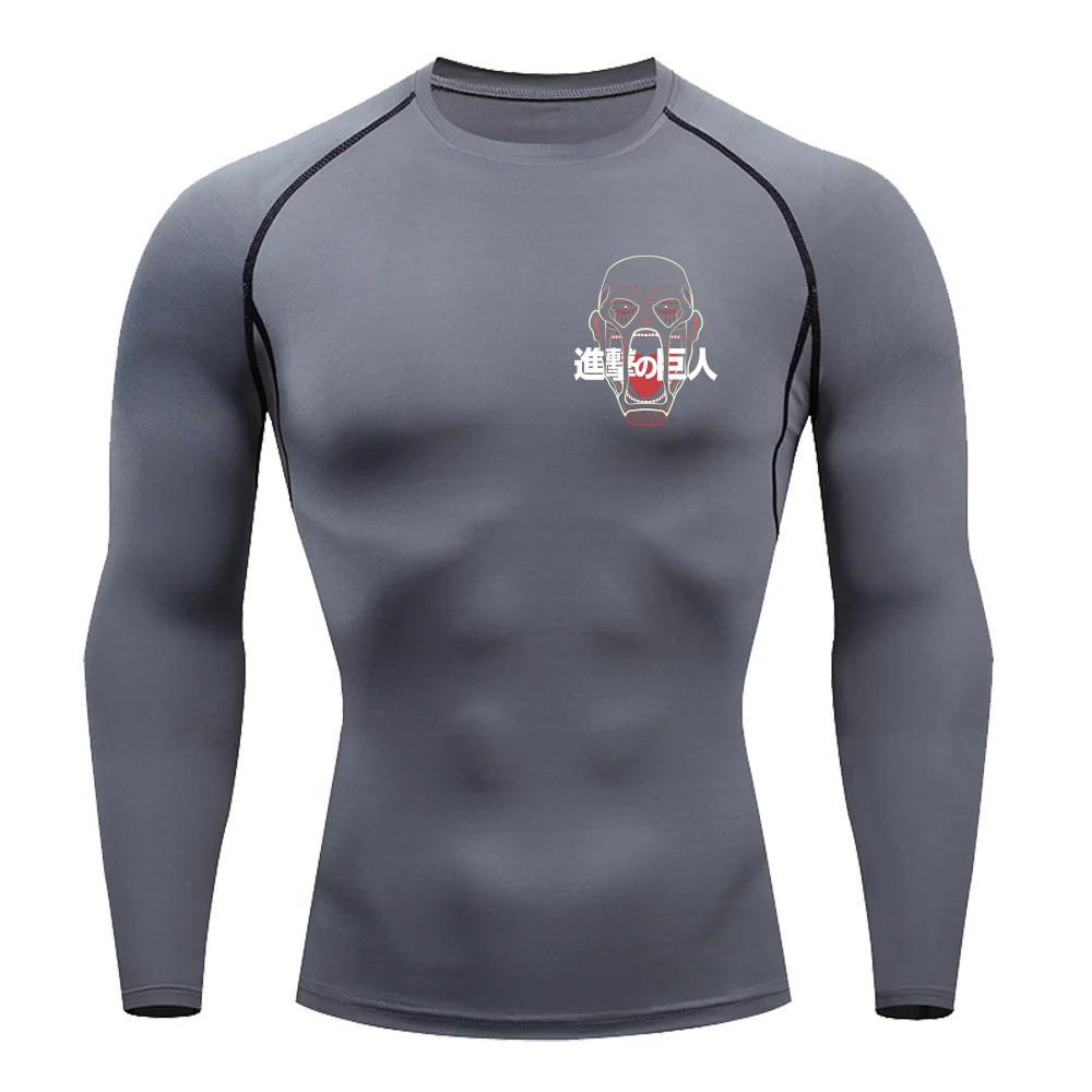 Fitness Sportswear Teenagers Tshirt Attack Titan Graphic Tops Tight Training Clothes Boys Compression Running Basketball Clothes