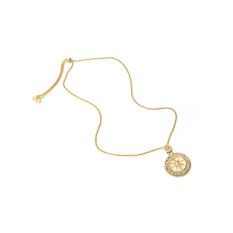 

Retro Literary And Artistic Court Style Girl Round Pendant Necklace Slightly Inlaid Zircon Fashionable Star Necklace Woman