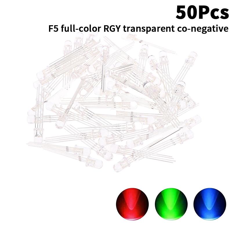 50Pcs 5Mm Full-Color Led Rgb Red/Green/Blue Common Cathode/Anode Four Feet Transparent Highlight Color Light 5Mm Diode Colorful