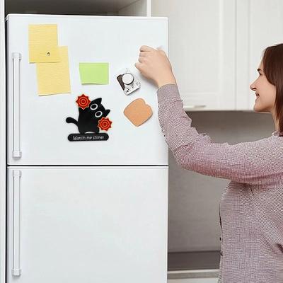 3D Printed Refrigerator Magnet Cartoon Black Cat Throws Handkerchief Manually Movable Refrigerator Magnet Creative Cute Gift