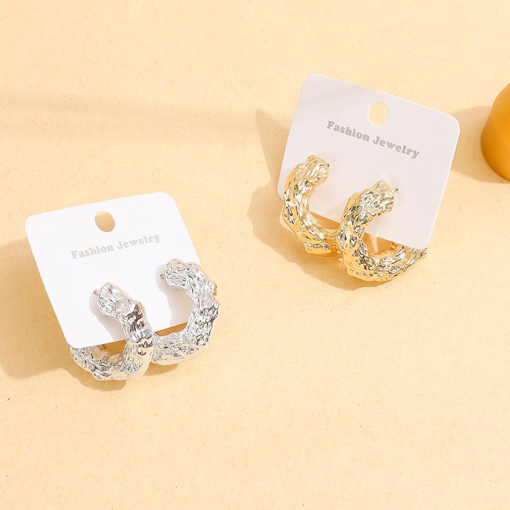 Trendy Water Drop Pattern C-shaped Earclip Threaded Stud Earrings Set Personalized Earrings Sexy Atmosphere Stud Earrings Set