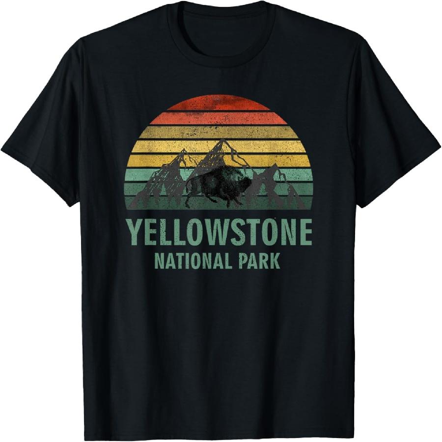 Yellowstone National Park USA Bison Buffalo Vintage T-Shirt XXXXXL чёрный