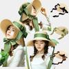 15/18cm Breiter Rand Strandhüte Für Damen Elegant Romantisch Groß UV-Schutz Sonnenhut Mit Nackenband Übergröße Flaches Oberteil Strohhüte