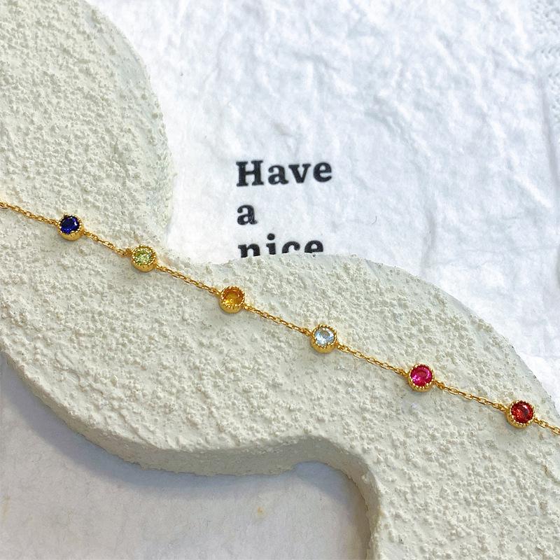 Rainbow Gold-Plated S925 Sterling Silver Zircon Women's Retro Bracelet