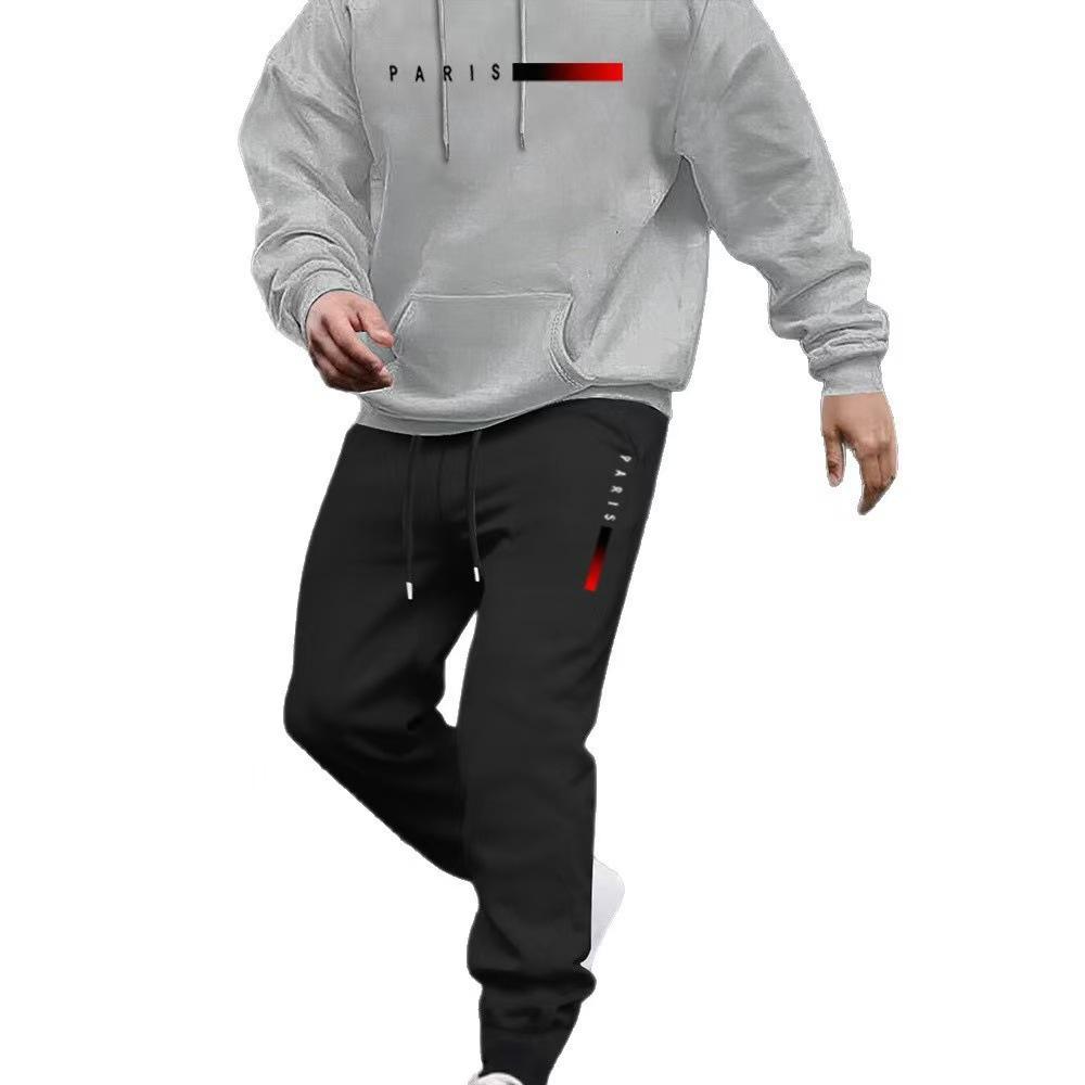 2025 Men's Hooded Pullover & Long Pants Set with Printed Logo