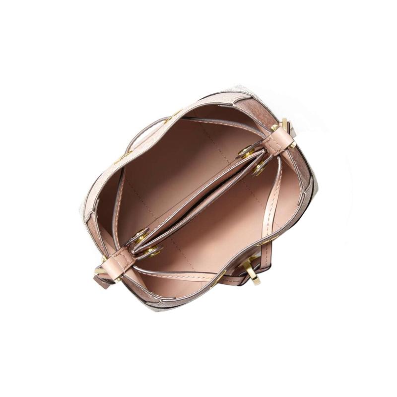 Michael Kors Handbag Mercer Gallery Series Old Flower Printed Retro Color Matching Drawstring Canvas and PU Bucket Bag Crossbody Mini Women's Pink