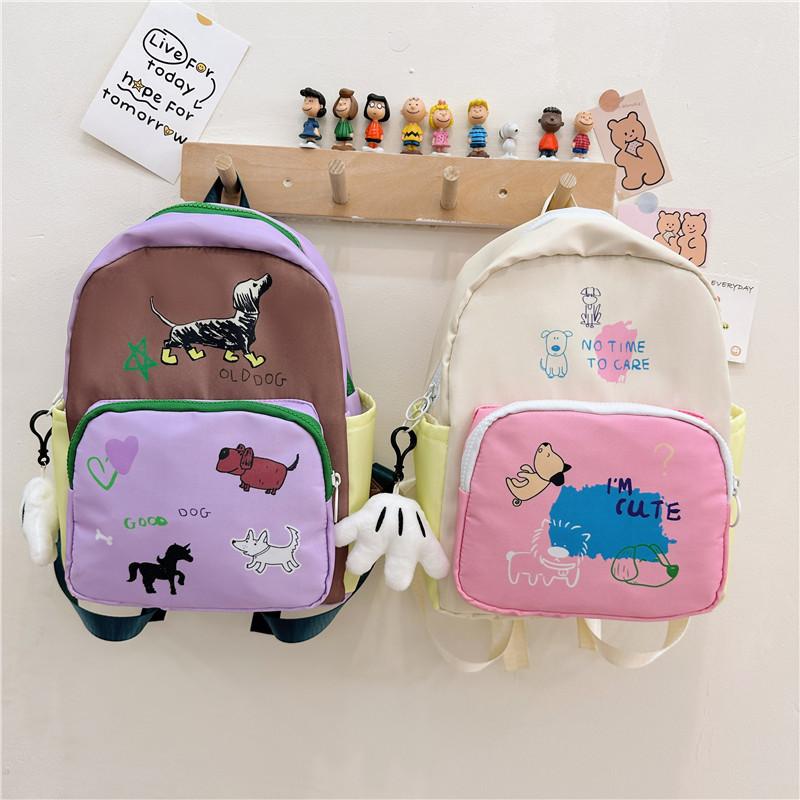Adorable Cartoon Oxford Cloth Backpack For Kids In Pink Or Purple For School Use
