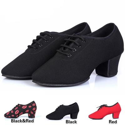 Damskie buty do tańca towarzyskiego Oxford Latin Ballroom Profesjonalne czarne płócienne buty do salsy
