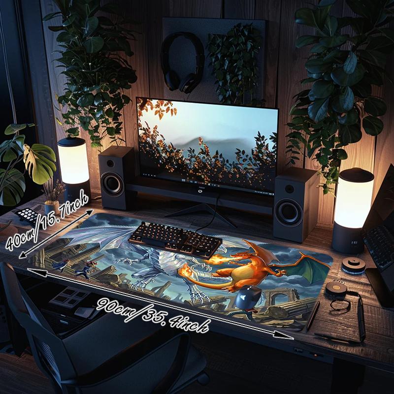 1Pc Dragon Battle Storm Gaming Mouse Pad Keyboard Desk Mat Non-slip Rubber Lock Edge Waterproof Computer Mousepad for Office Home Decor Y1166
