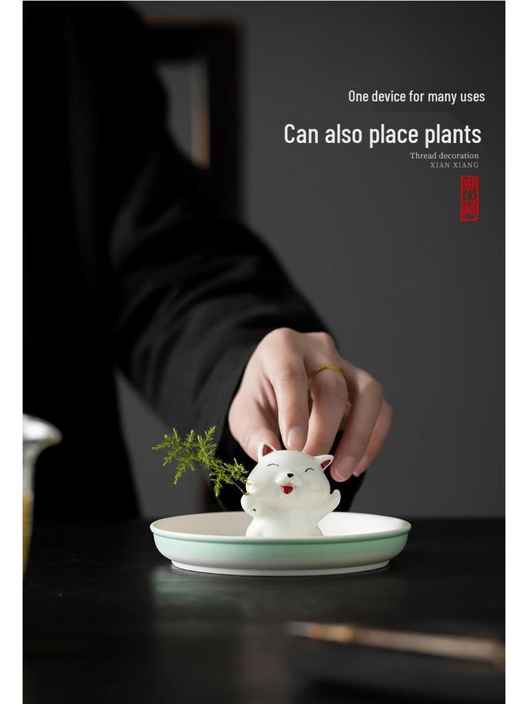 Cute Ceramic Puppy Incense Holder: Sandalwood Incense Burner & Tea Ceremony Ornament for Home Decor