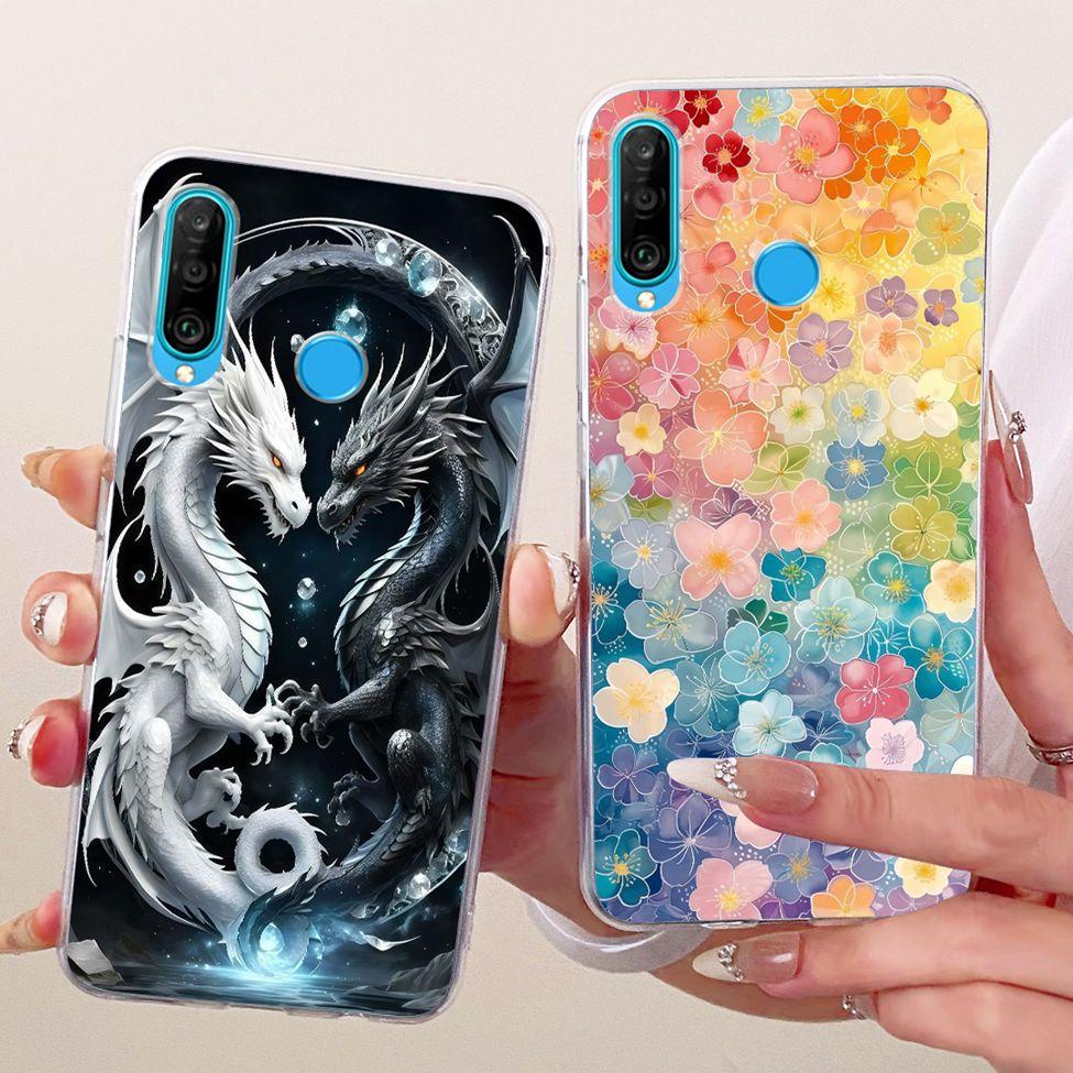 Transparent For Huawei P30 Lite Case Cover Cute Cat Fashion Butterfly Funny Painted Casing MAR-L01A MAR-L21A MAR-LX1A