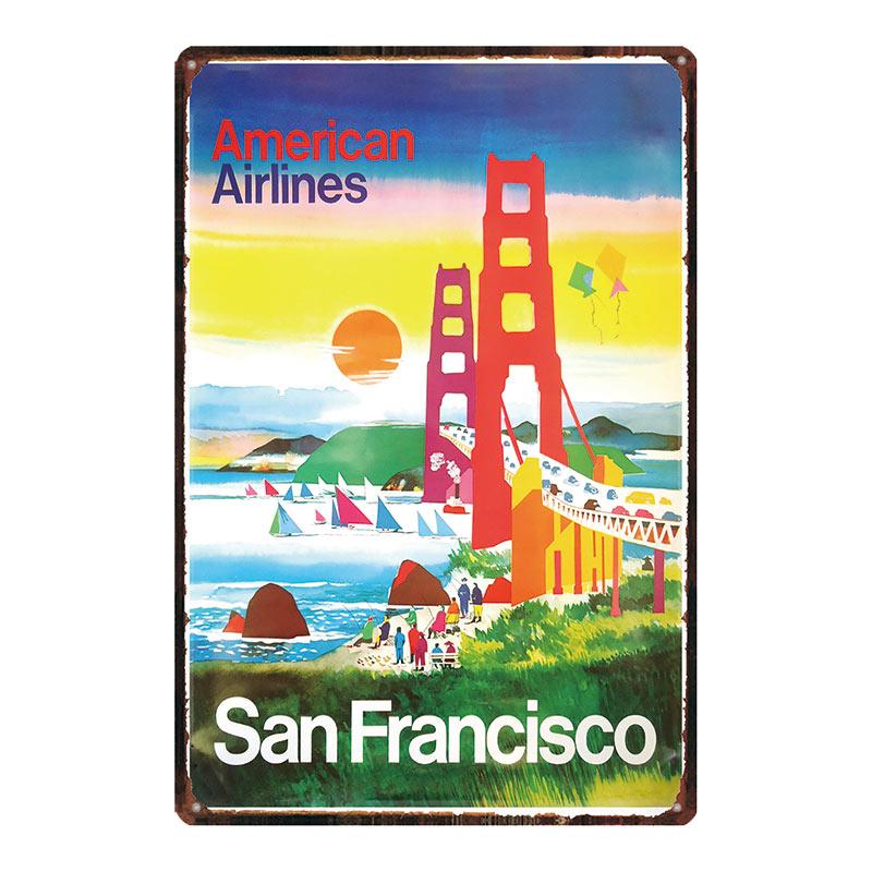 [ YZFQ ] New York City Reiseplakette Metall Vintage Blechschild Reisesouvenir Wand Bar Zuhause Restaurant Dekor 30X20CM DU-3558A