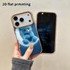 Phone Case: 2D flat lambskin suitable for iPhone 18, 17, 16, 15, 14, 13 Pro, crescent blue little bear, Christmas and Halloween gifts