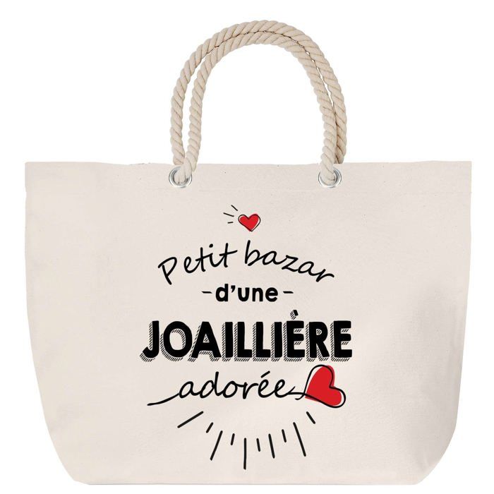 Sac de plage anse corde Bazar d'une Joaillière adorée Humour Cadeau Anniversaire Noël | Grand Sac de Transport & Sport