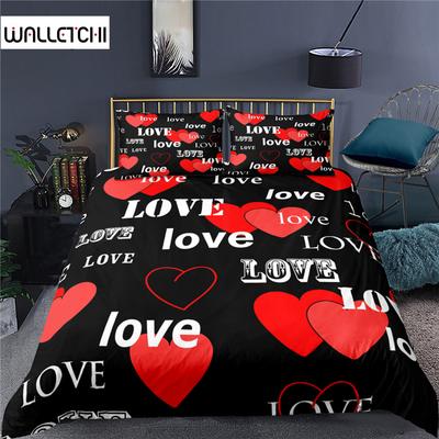 Parure de lit de luxe avec housse de couette et taie d'oreiller pour couple, motif cœur 3D, pour la maison, taille Queen et King, EU/US/AU/UK